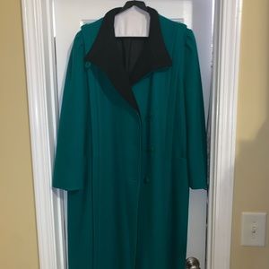Large emerald green wool coat
